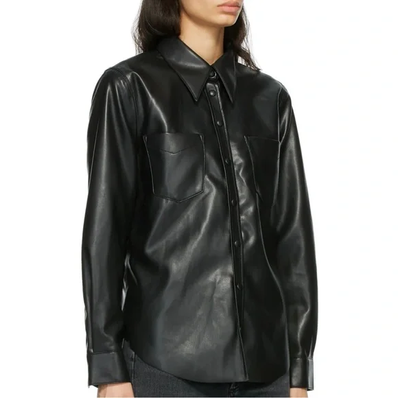 AGOLDE Paloma vegan leather shirt. 🖤 - Picture 2 of 10